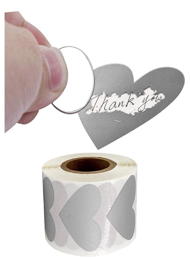 orgner 300 Round 1-Inch Silver DIY Scratch Off Stickers - Heart Shape Perfect for Reward Charts, Games, Business Promotions, Tickets, Lottery, Events, Activities, Crafts - Image 1
