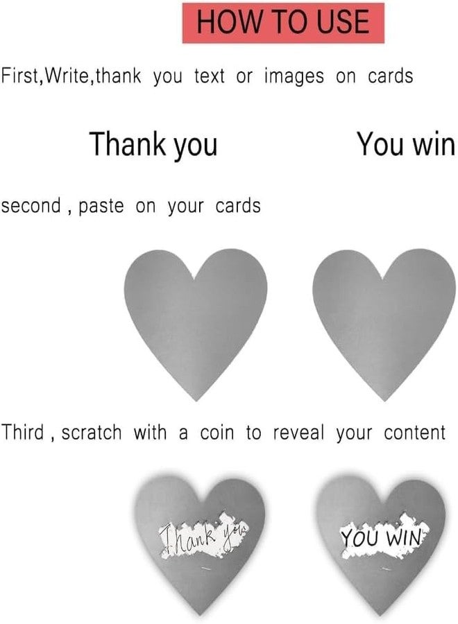 orgner 300 Round 1-Inch Silver DIY Scratch Off Stickers - Heart Shape Perfect for Reward Charts, Games, Business Promotions, Tickets, Lottery, Events, Activities, Crafts - Image 2