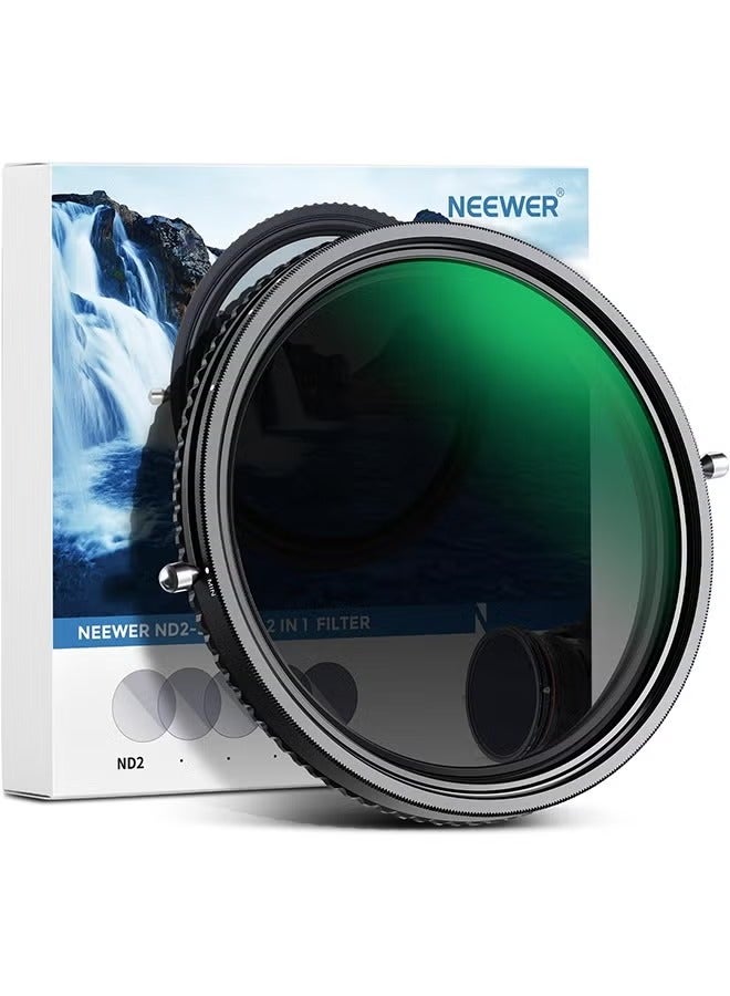 نيوير فلتر NEEWER 2 في 1 متغير ND مقاس 49 مم ND2–ND32&CPL (فلتر استقطاب دائري) بدون تقاطع X/مطلي بالنانو من 30 طبقة/زجاج بصري عالي الدقة/إطار من سبائك الألومنيوم فائق النحافة/مقاوم للماء/مقاوم للخدش - Image 1
