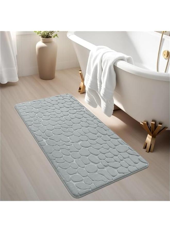 HOOKOR Memory Foam Bath Mat Cobblestone Bathroom Rugs Super Water Absorbent Machine Washable Bath Rugs(50x80cm) (Light Gray) - Image 2