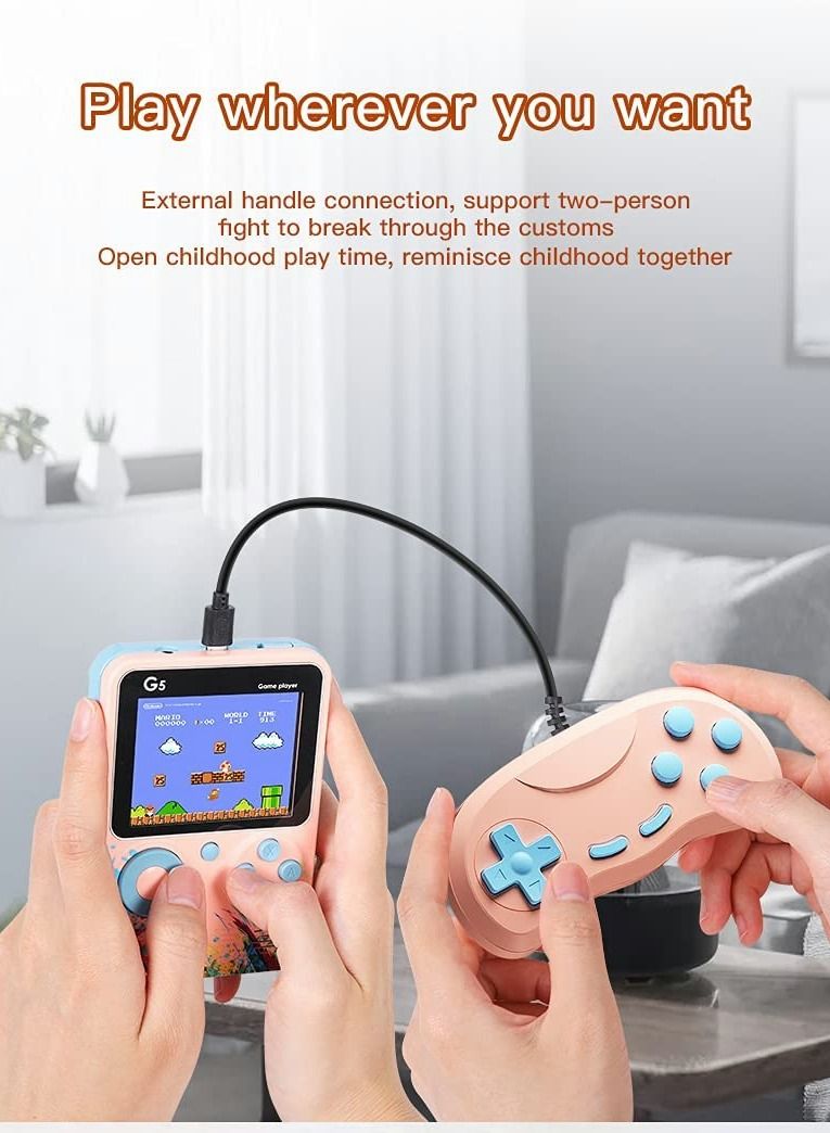 SYOSI G5 Retro 3 inch Handheld Game Console Built-in 500 Classical FC Games Support for Connecting TV & Two Players (Blue) - Image 3