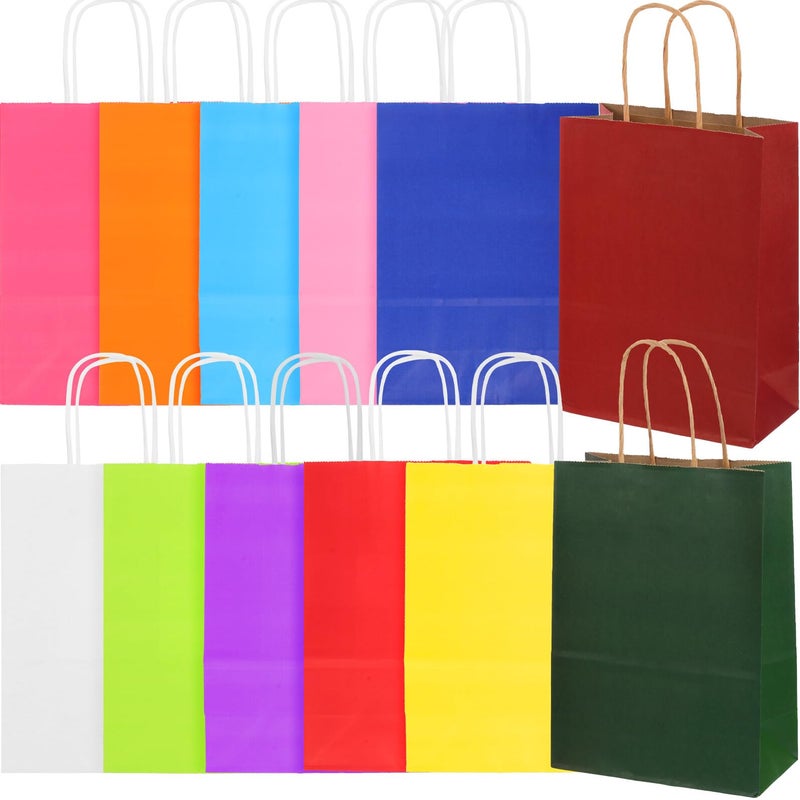 Colorful Kraft Paper Handheld Bags 24pcs Small Vertical Tote For Party Favor Candy Storage 16x8x22cm - Image 2