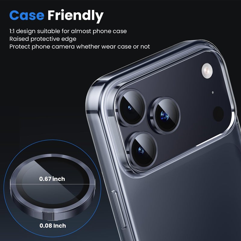 wsken for iPhone 17 Pro/iPhone 17 Pro Max Camera Lens Protector - [Original Shooting Mode] Shatterproof Metal HD Tempered Glass Camera Screen Protector Cover Film for iPhone Accessories - Image 4