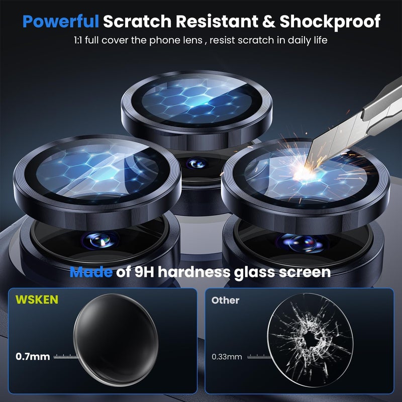 wsken for iPhone 17 Pro/iPhone 17 Pro Max Camera Lens Protector - [Original Shooting Mode] Shatterproof Metal HD Tempered Glass Camera Screen Protector Cover Film for iPhone Accessories - Image 3