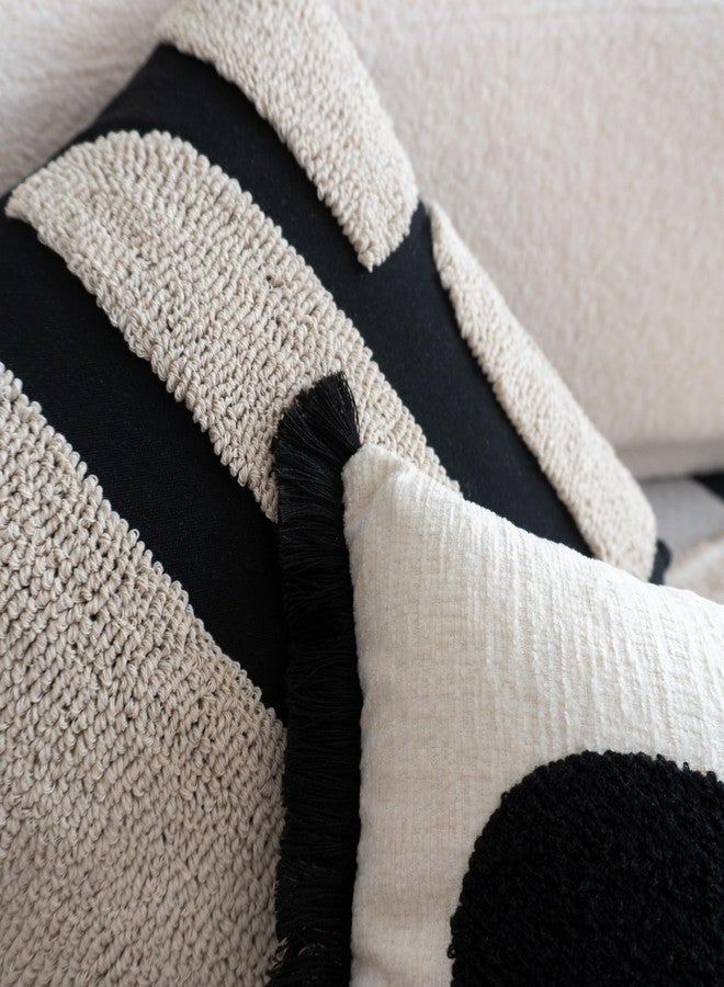 VANNCIO Black White Boho Chunky Tufted Pillow Cover, Neutral Decorative Square Throw Pillow Case, Geometric Woven Modern Sham for Bed Couch Living Room, 18x18 inches, 1PCS - Image 4