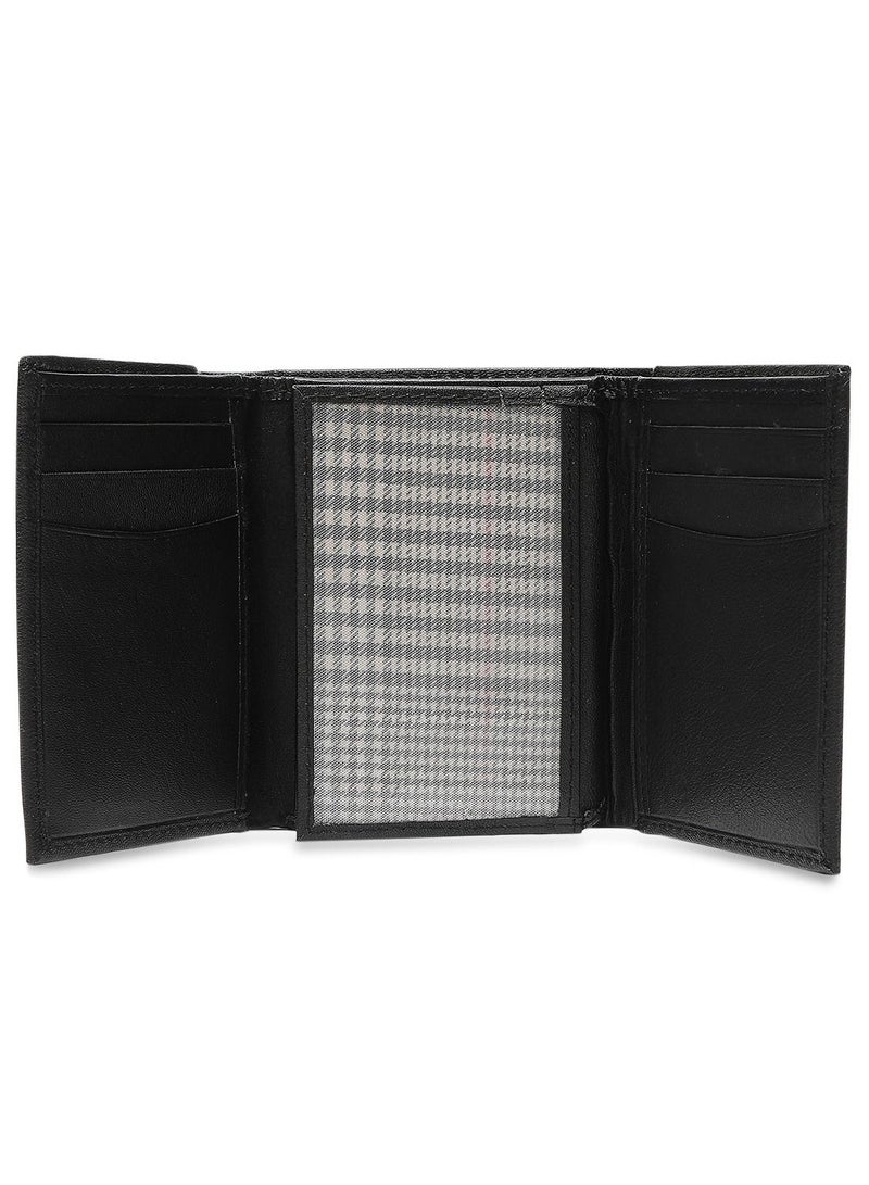 إيناحوم Inahom Tri-Fold Organized Wallet Flat Nappa جلد أصلي وناعم علوي IM2021XDA0005-001- أسود - Image 4