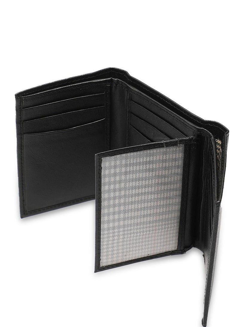 إيناحوم Inahom Tri-Fold Organized Wallet Flat Nappa جلد أصلي وناعم علوي IM2021XDA0005-001- أسود - Image 5