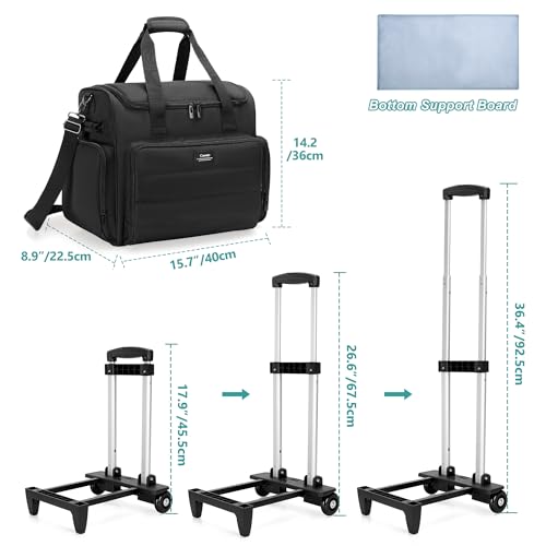 CURMIO Rolling Teacher Bag with Wheels, Teacher Rolling Cart, Rolling Briefcase with Accordion Organizer and 15.6" Laptop Sleeve for School or Work, Black(Patented Design) - Image 4