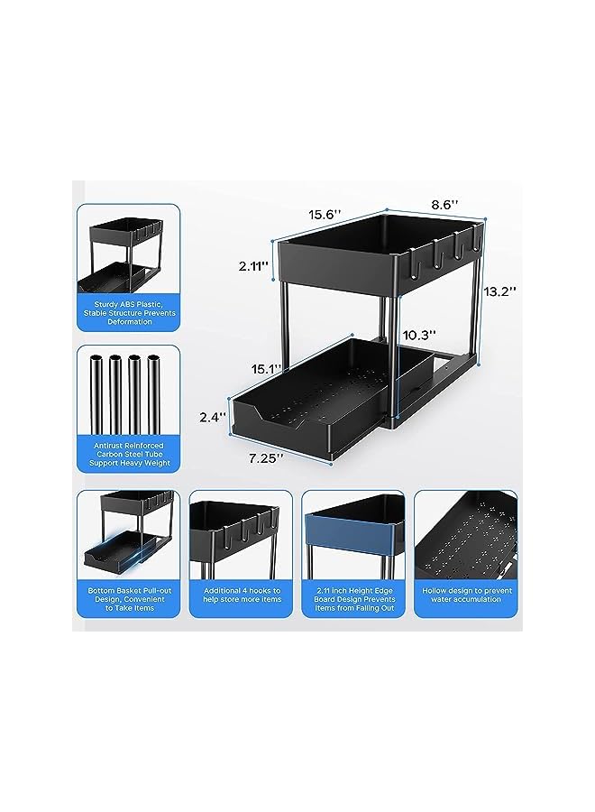 erorex Cabinet Basket Organizer 2 Tier Storage Under Cabinet Bathroom Under Sink Organizers And Storage Black Under Sink Storage Multi Purpose Storage Shelf For Kitchen Bathroom Office - Image 3