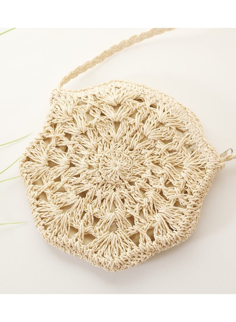 KUYING New Minimalist Octagonal Hollow Crossbody Grass Woven Bag  - Image 1