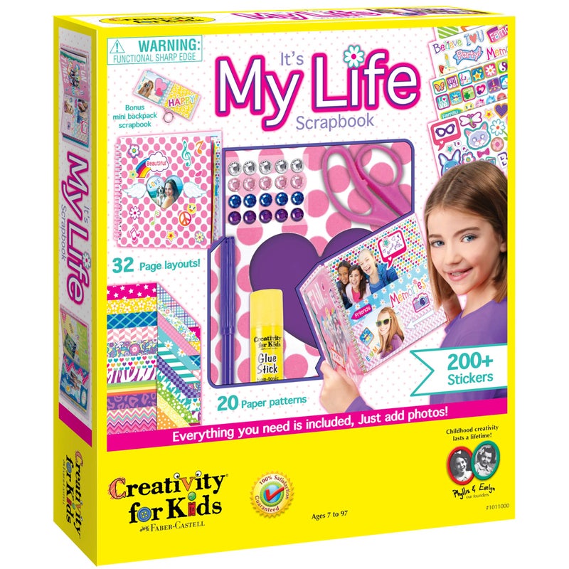 Creativity For Kids It's My Life Scrapbook Kit - Complete DIY Scrapbook Craft Kit Multicolor, 9 inches - Image 1