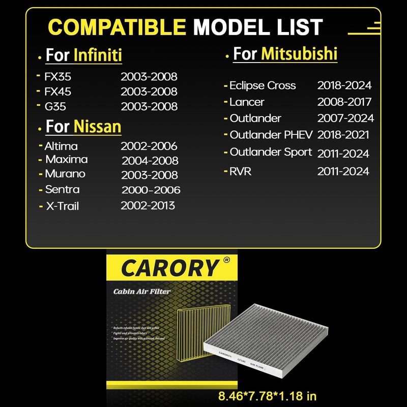 CARORY Activated Carbon Cabin Air Filter for Nissan and Infiniti - Image 2