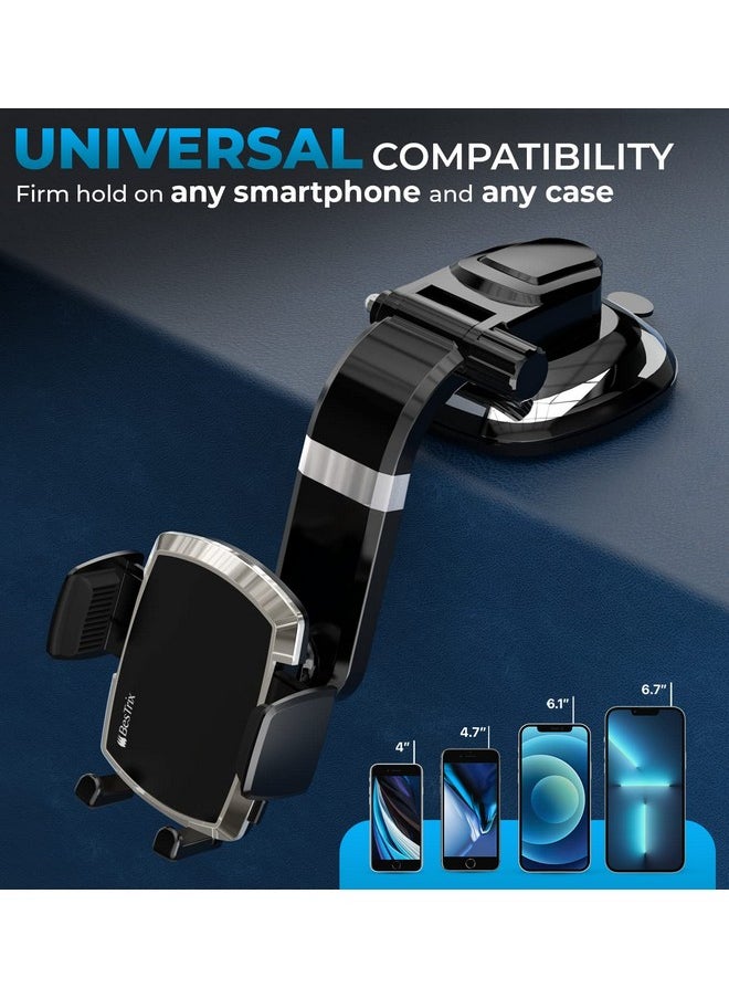 Bestrix - Phone Holder For Car Smartclamp Car Phone Mount Dashboard Cell Phone Car Phone Holder Compatible With Iphone 15 14 13 12 11 Pro Max Xr Xs Galaxy S24 23 22 S21 S20 Ultra & All Smartphones - Image 1