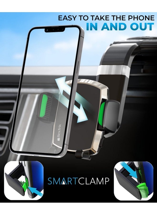 Bestrix - Phone Holder For Car Smartclamp Car Phone Mount Dashboard Cell Phone Car Phone Holder Compatible With Iphone 15 14 13 12 11 Pro Max Xr Xs Galaxy S24 23 22 S21 S20 Ultra & All Smartphones - Image 1