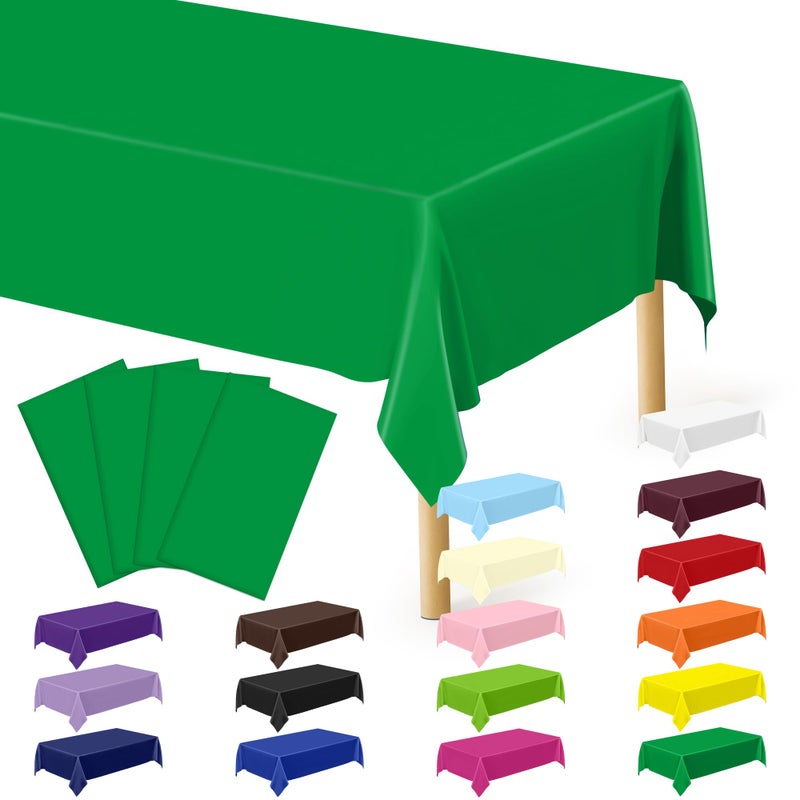 QZYL 4 PCS Plastic Tablecloths for Rectangle Tables, 54 x 108 Inches Baptism Decorations, Waterproof and Leakproof Picnic Table Cover for Bachelorette Party, Colorful Tablecloth Adaptable to Every Table - Image 1