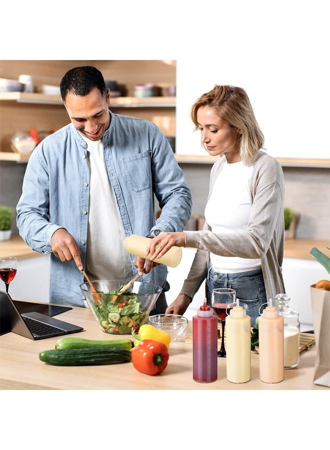 DUNISO عبوة 2 حزمة 1000 مل زجاجات توابل بلاستيكية قابلة للضغط، موزعات صلصة متعددة الأغراض واضحة للشراب، الكاتشب، زيت التتبيل والعسل، مقاومة للتسرب وقابلة للحمل - Image 2