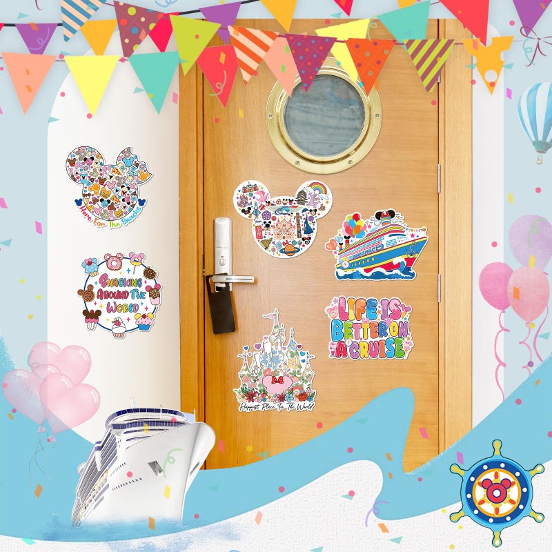 RiVolTa Mouse Cruise Door Magnets - 6 Pcs Cute Family Ship Cabin Magnetic Stickers Large Funny Mice Decorations Garage Stateroom Cabin Decal Accessories for Summer Party Carnival Holiday Fridge Decor - Image 3