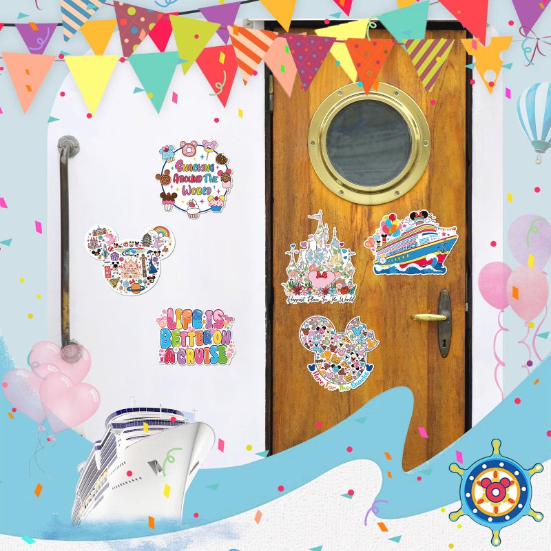 RiVolTa Mouse Cruise Door Magnets - 6 Pcs Cute Family Ship Cabin Magnetic Stickers Large Funny Mice Decorations Garage Stateroom Cabin Decal Accessories for Summer Party Carnival Holiday Fridge Decor - Image 4
