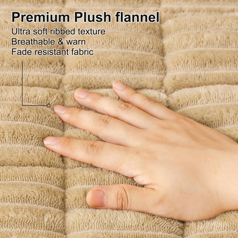 Smiry Couch Cover for Dogs Washable, Non Slip Fuzzy Pet Couch Covers for 3 Cushion Sofa Pet Friendly, Thick Soft Sofa Slipcovers Cushion Protector (Camel, 27.6" x 59") - Image 4
