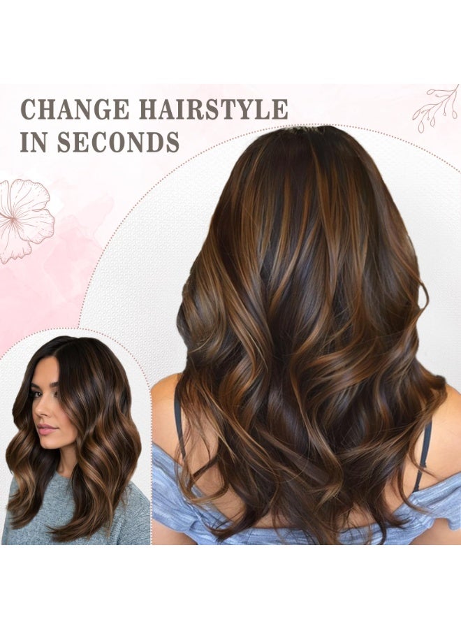 16 Inch Hair Extensions - Gradient Dark Brown to Chestnut Brown, Invisible Clip-in Extensions with Clear Fish Wire for Natural Volume Length - Image 5