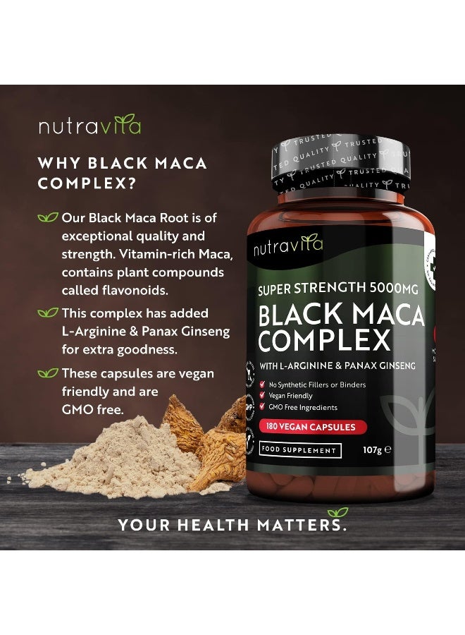 Nutravita Extra Strength Maca Complex With L-Arginine & Panax Ginseng - 180 Vegan Capsules (Black, 5000Mg) - Image 4