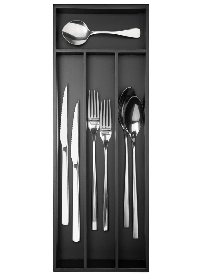 Conflech Upassion Silverware Organizer Narrow Bamboo Utensil Organizer Black Kitchen Drawer Organizer Silverware Holder Cutlery Organizer in Drawer Flatware Organizer Black - Image 1