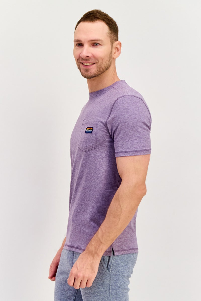 Avalanche Men Sportswear Fit Short Sleeve Outdoors Top, Heather Purple - Image 2