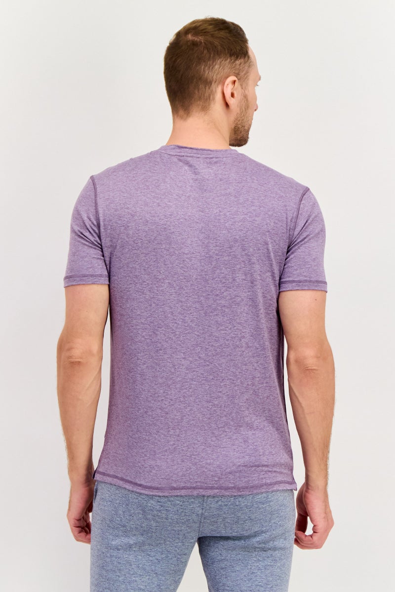 Avalanche Men Sportswear Fit Short Sleeve Outdoors Top, Heather Purple - Image 3