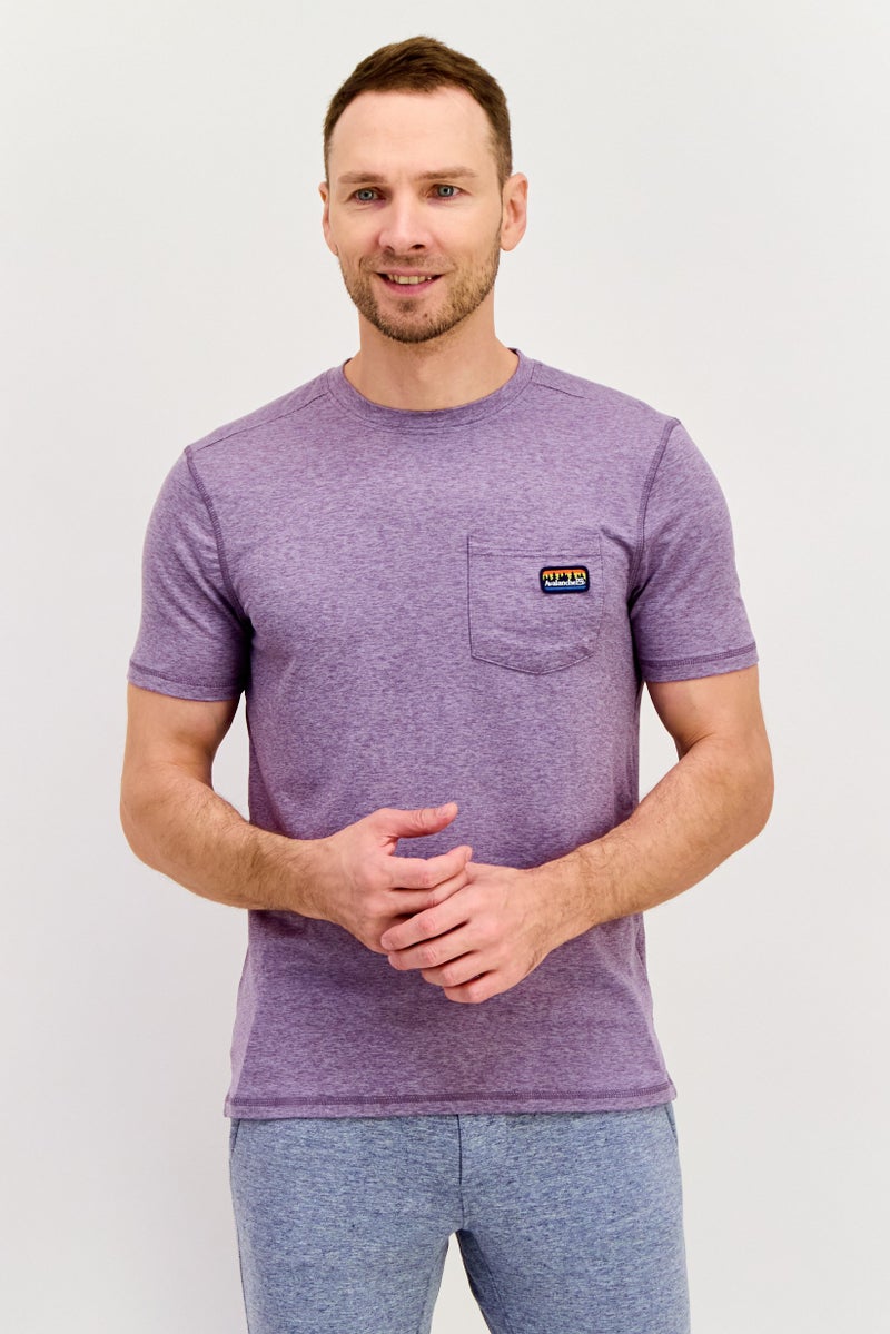 Avalanche Men Sportswear Fit Short Sleeve Outdoors Top, Heather Purple - Image 1