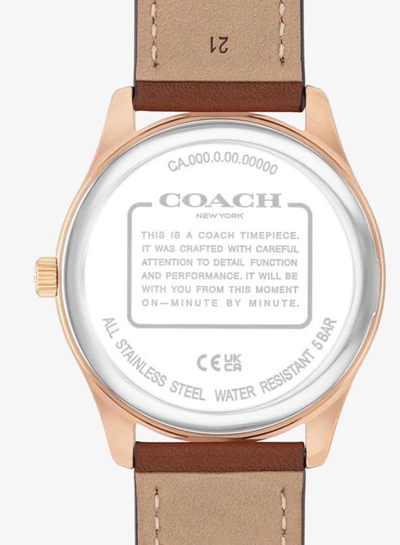 Coach  Quartz analog Watch Leather Strap for Men | Best Price UAE