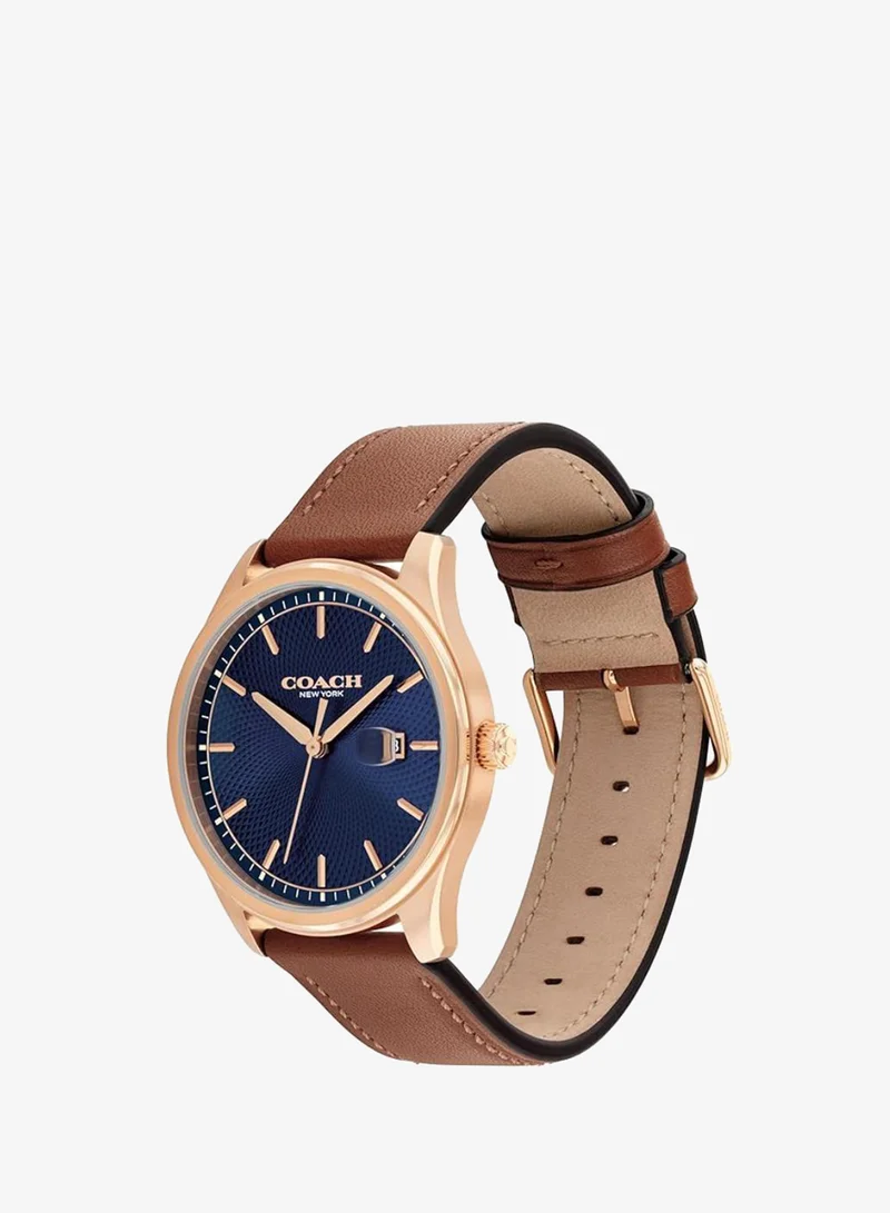 Coach  Quartz analog Watch Leather Strap for Men | Best Price UAE