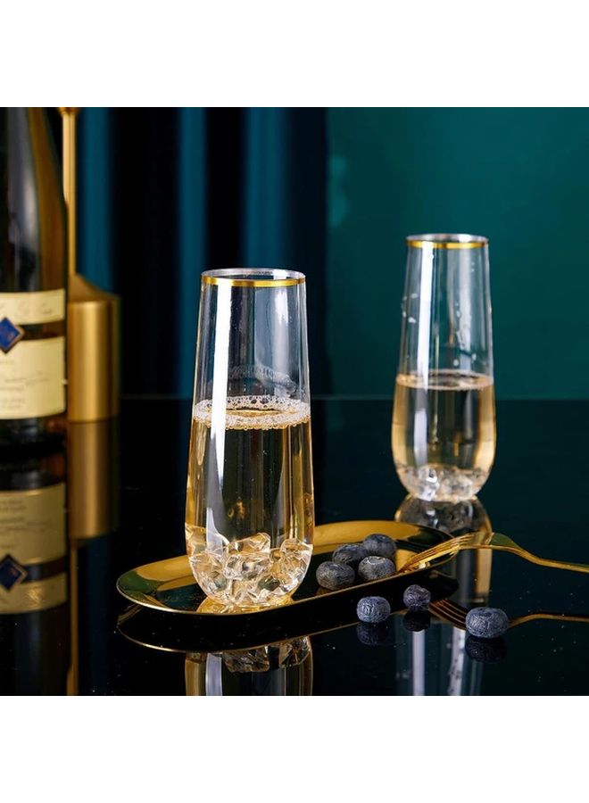 6 Pcs Crystal Clear Shatterproof Champagne Flutes For Wedding Party And Birthday Event Disposable Plastic Glassware G01 - Image 2