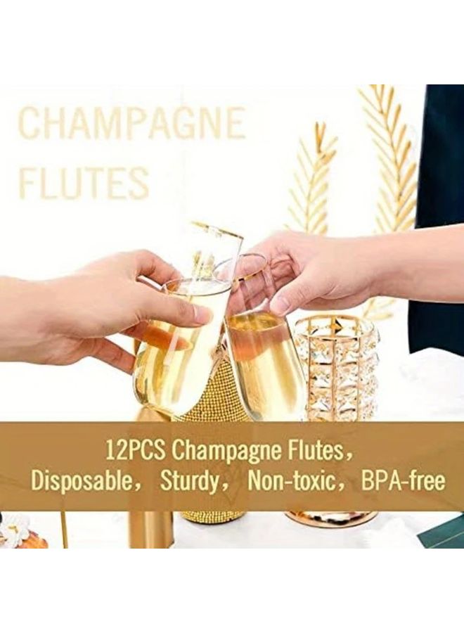 6 Pcs Crystal Clear Shatterproof Champagne Flutes For Wedding Party And Birthday Event Disposable Plastic Glassware G01 - Image 5