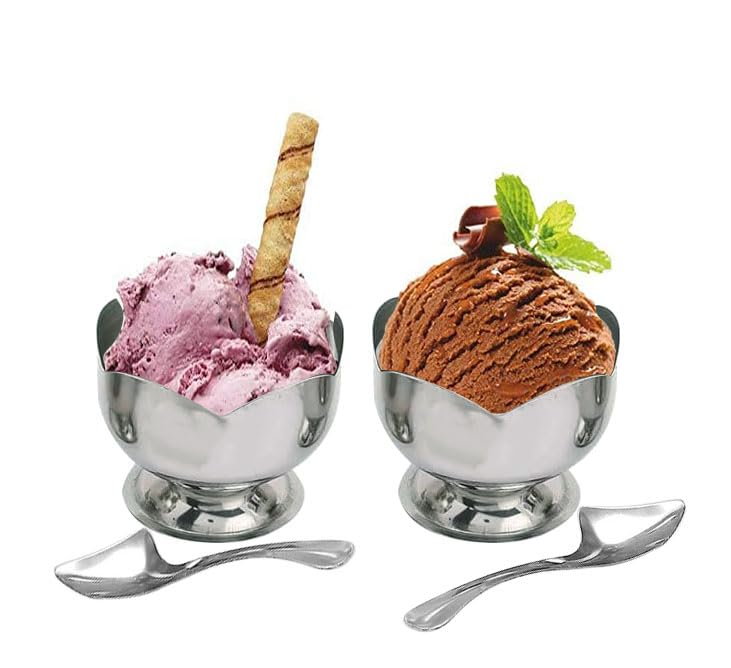 ZORROW MART Stainless Steel Dessert Bowl,Icecream Cup,Serving Soup Bowl, with Spoon (6 Bowl Set) - Image 2