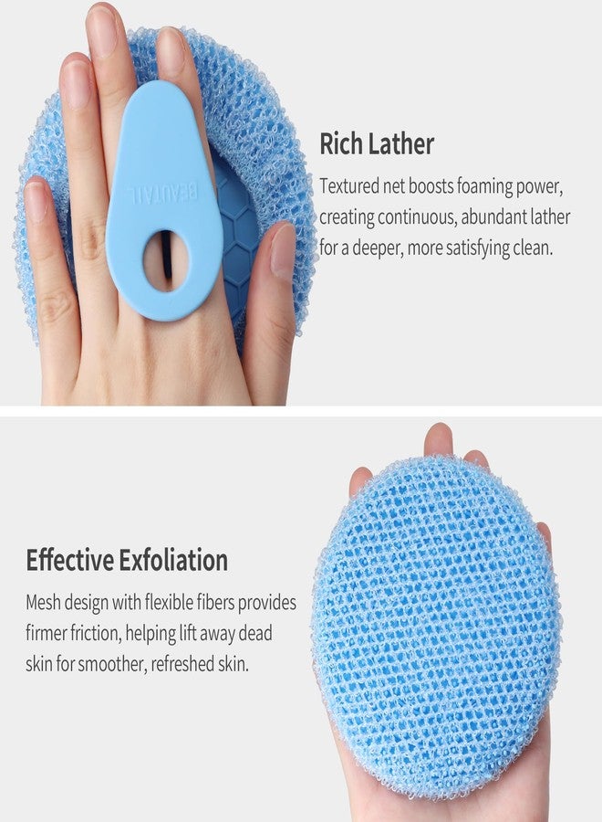 BEAUTAIL Silicone Body Scrubber with Scrub Net Set, BEAUTAIL 4 Pack for Rich Lather, Deep Cleansing, and Exfoliation - Durable, Easy to Clean, Gentle or Firmer Options - 2 Brushes (BK+BL), 2 Scrub Nets (GY+BL) - Image 4