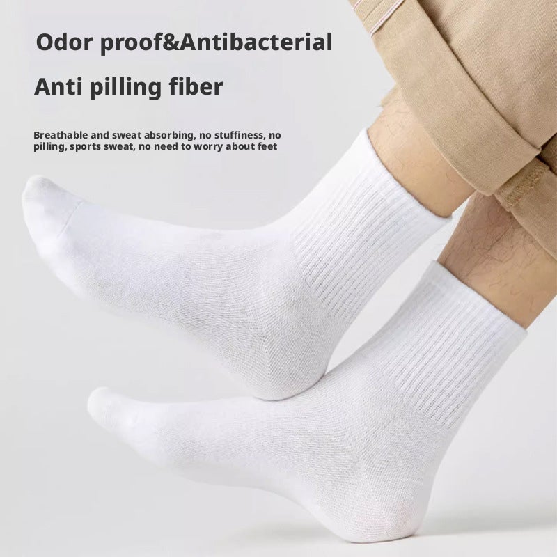 Disposable Mid-Calf Cotton Socks 5 Pairs Pack - Image 2