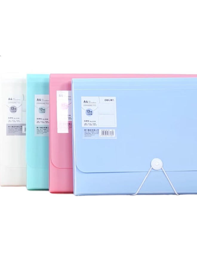 Deli 13-Compartment A4 Drawstring File Folder, Multi-Layer Classification Storage, Accordion File For Student Exam Papers, Large Capacity Document Organizer, Off-White 5238 - Image 3