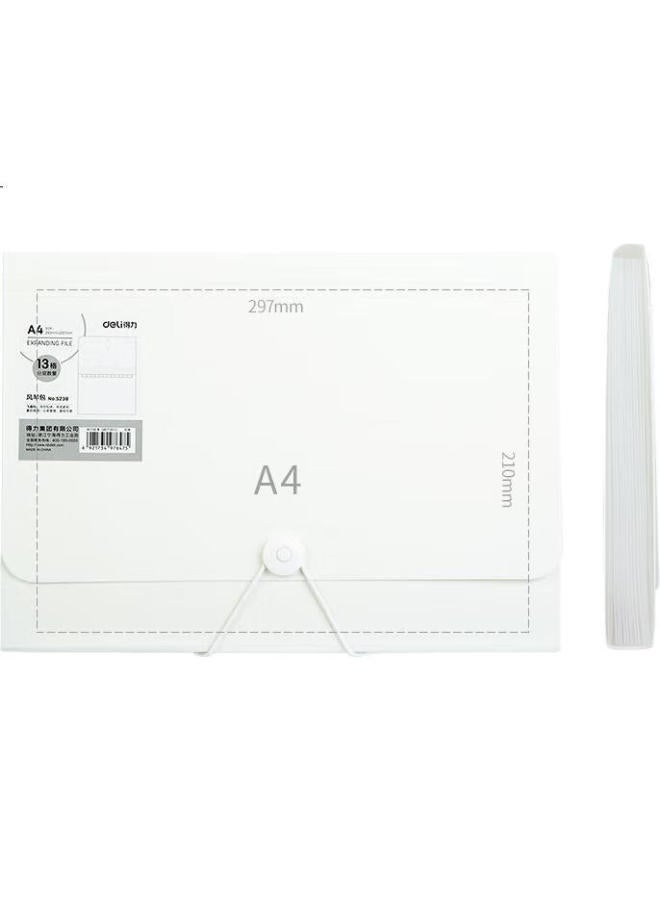 Deli 13-Compartment A4 Drawstring File Folder, Multi-Layer Classification Storage, Accordion File For Student Exam Papers, Large Capacity Document Organizer, Off-White 5238 - Image 2