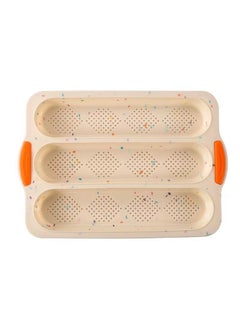 Arabest Silicone Baguette Baking Tray Diamond Grid Rice color bar + orange handle 