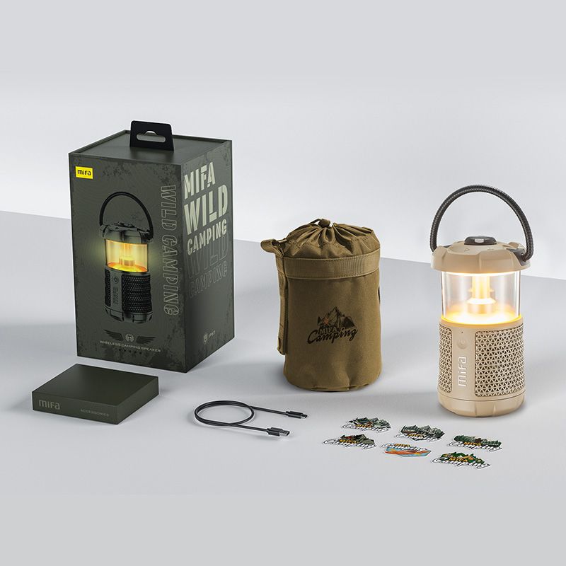 Mifa WildCamping Outdoor Mini Bluetooth Speaker with 360 RGB Light, 38H Playtime, 360-Degree Lantern, Brown - Image 3