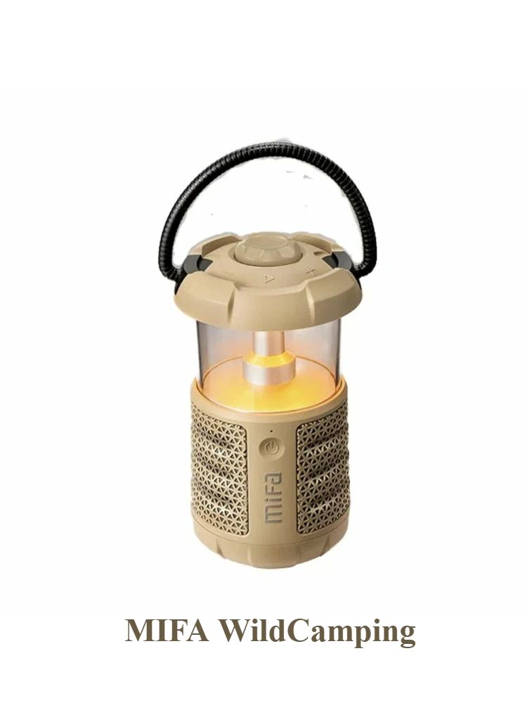 Mifa WildCamping Outdoor Mini Bluetooth Speaker with 360 RGB Light, 38H Playtime, 360-Degree Lantern, Brown - Image 1