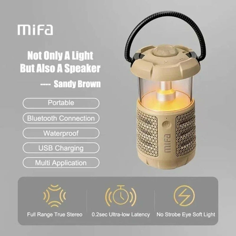 Mifa WildCamping Outdoor Mini Bluetooth Speaker with 360 RGB Light, 38H Playtime, 360-Degree Lantern, Brown - Image 2