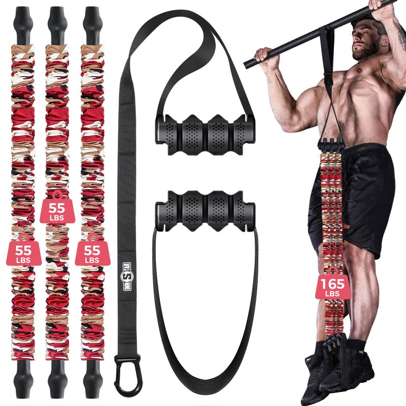 Innstar Pull Up Assistance Bands 3 HeavyDuty Adjustable Pull Up Bands Set Pull Up Bands Assistance Bands for Enhanced Strength Training Patent Red 165lbs Adjustable Resistance