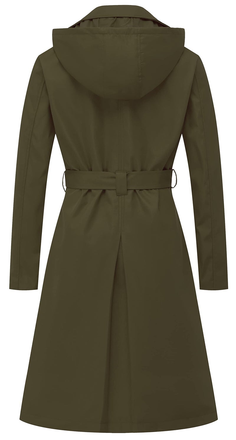 CREATMO US Womens Waterproof Long Winter Coats Trench Coat Mid Length Army Green XS - Image 2