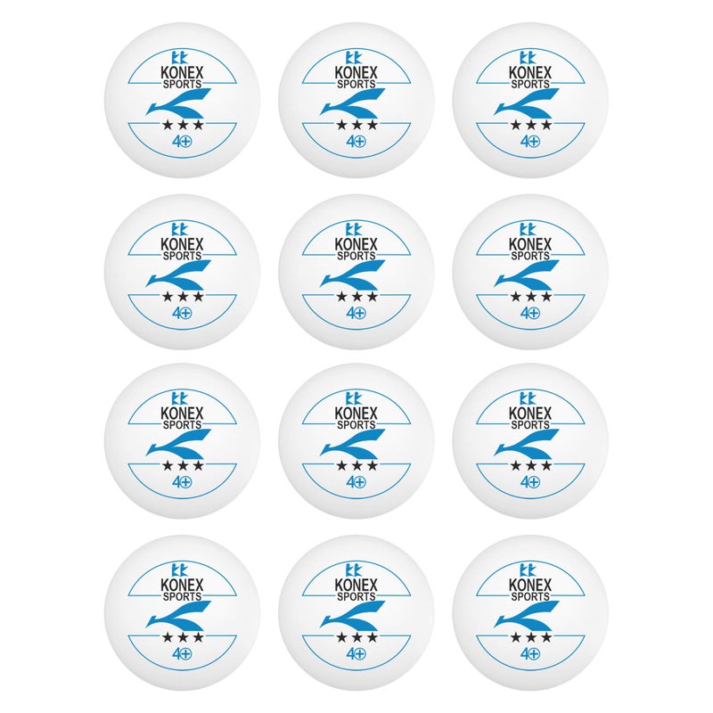 KONEX 40+ Plastic Table Tennis Balls Pack of 12 | High Performance 3-Star ABS TT Balls for Professio0l Matches and Training | Ideal for Adults & Kids (White) - Image 2
