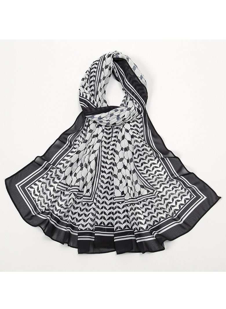 Women's printed chiffon headscarf shawl suitable for spring, summer, autumn and winter scarves. Versatile scarf. Size: 180*70 cm - Image 2