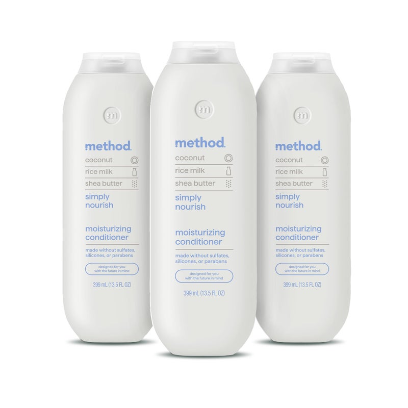 Method Moisturizing Conditioner, Simply Nourish with Shea Butter, Coconut, and Rice Milk Scent Notes, Paraben and Sulfate Free, 13.5 oz (Pack of 3) - Image 1
