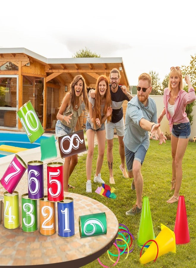 Hxezoc 36 Pack Carnival Games Set, 4 in 1 Soft Plastic Cones Cornhole Bean Bags Ring Can Toss Carnival Games Combo for Kids Adults Carnival Birthday Party School Field Indoor Outdoor Games Supplies - Image 2