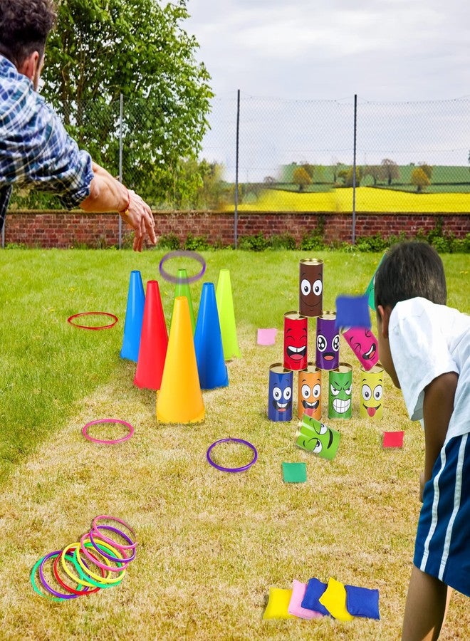 Hxezoc 36 Pack Carnival Games Set, 4 in 1 Soft Plastic Cones Cornhole Bean Bags Ring Can Toss Carnival Games Combo for Kids Adults Carnival Birthday Party School Field Indoor Outdoor Games Supplies - Image 4