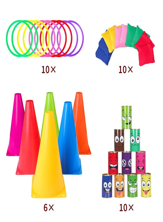 Hxezoc 36 Pack Carnival Games Set, 4 in 1 Soft Plastic Cones Cornhole Bean Bags Ring Can Toss Carnival Games Combo for Kids Adults Carnival Birthday Party School Field Indoor Outdoor Games Supplies - Image 5